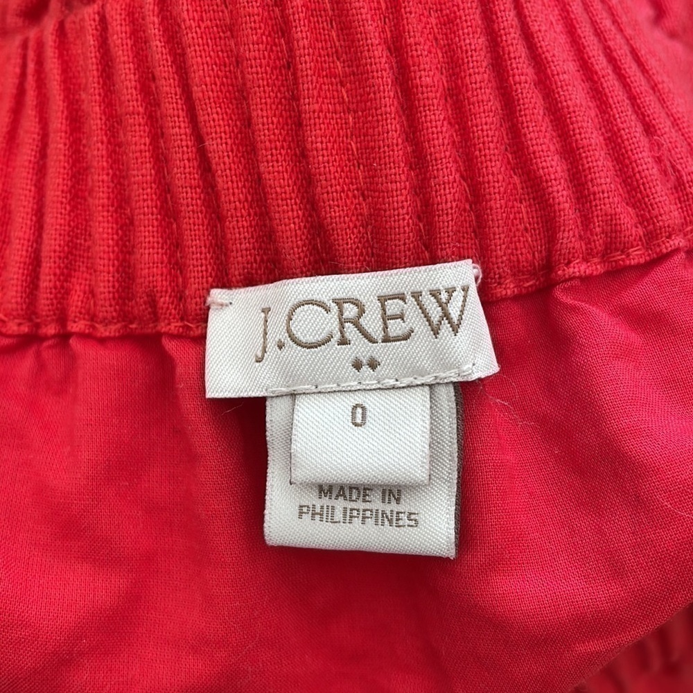 ❤️ J. Crew Coral Linen Cotton City Mini Skirt Paperbag Stretch Waist Size 0​ - Picture 3 of 4